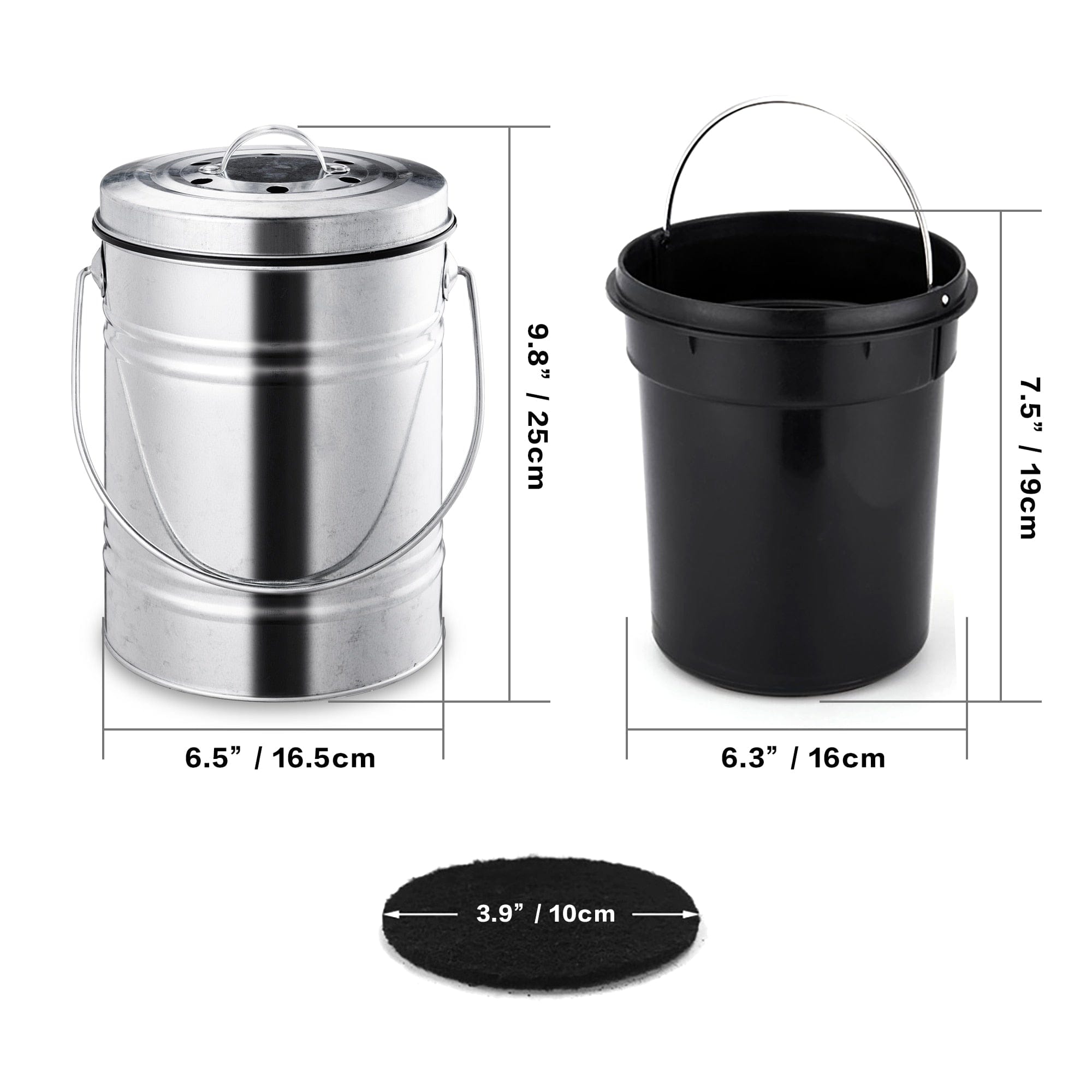 3L Silver Compost Bin - Image 4