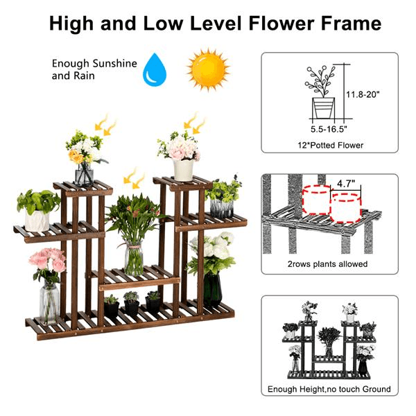 Multi-Function Carbonized Wood Plant Stand - Image 5