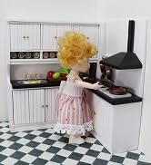 Dollhouse Kitchen Set Miniature Wooden Furniture Cabinet Dining Room Kitchen Kit