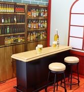 Dollhouse Furniture Metal Bar Table & Chair with Wood Top Pub Set 1:12 Scale Miniature Accessorie...