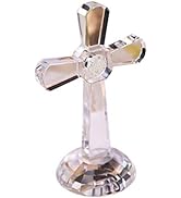Crystal Cross Traditional Standing Cross On Base 7'' Tall Clear Glass Tabletop Cross Figurine Chr...