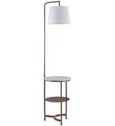 Versanora Lilah Modern Reading Tripod Floor Lamp Standing Light with USB Port Faux Marble Table W...