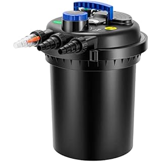 VIVOGROW Bio Pressure Pond Filter, up to 2600 Gallons, Pond Filter System with Convenient Cleaning Crank Handle for Garden, Pool, Fishpond, Black