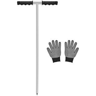 GADFISH Stainless Steel Soil Probe Rod,32-48 Inch Hight Adjustable Ground Rod Tool with T-Handle for Locating Septic Tanks,Underground Pipes,Water Lines,Graves and Gopher Runs