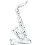 6'' Crystal Saxophone Figurine Collectibles Blown Glass Art Musical Sculpture Statues Paperweight...