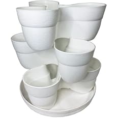EMSCO Bloomers Stackable Flower Tower Planter – Holds up to 9 Plants – Great Both Indoors and Outdoors – White