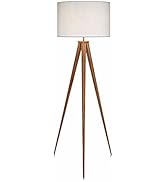 Teamson Home Romanza Tripod Metal Legs LED Floor Lamp Tall Standing Reading Light with Drum Shade...