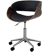 Versanora Modern Ergonomic Faux Leather Curved Seat Adjustable Swivel Home Office Task Chair Blac...