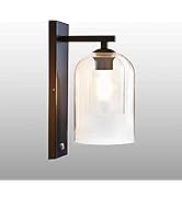 Teamson Home Modern 1-Light Wall Sconce with Clear Double Glass Dome Shade, Dimmable Light, and R...