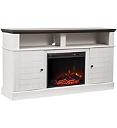 Versanora - Eliana 60" Fireplace TV Stand with 23" Insert and Remote Control- Dark Oak and White