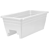 The HC Companies 24 Inch Deck Railing Planter Box - Decorative Lightweight Weatherproof Plastic Plant Pot for Outdoor Balcony