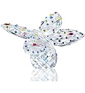 Large Crystal Butterfly 4'' Width Glass Figurines Collectibles with Crystal Ball Base Cut Glass O...