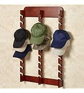 Touch of Class Wooden Ball Cap Display Wall Rack - Classic Cherry - Triple, 30 Slots - Baseball H...