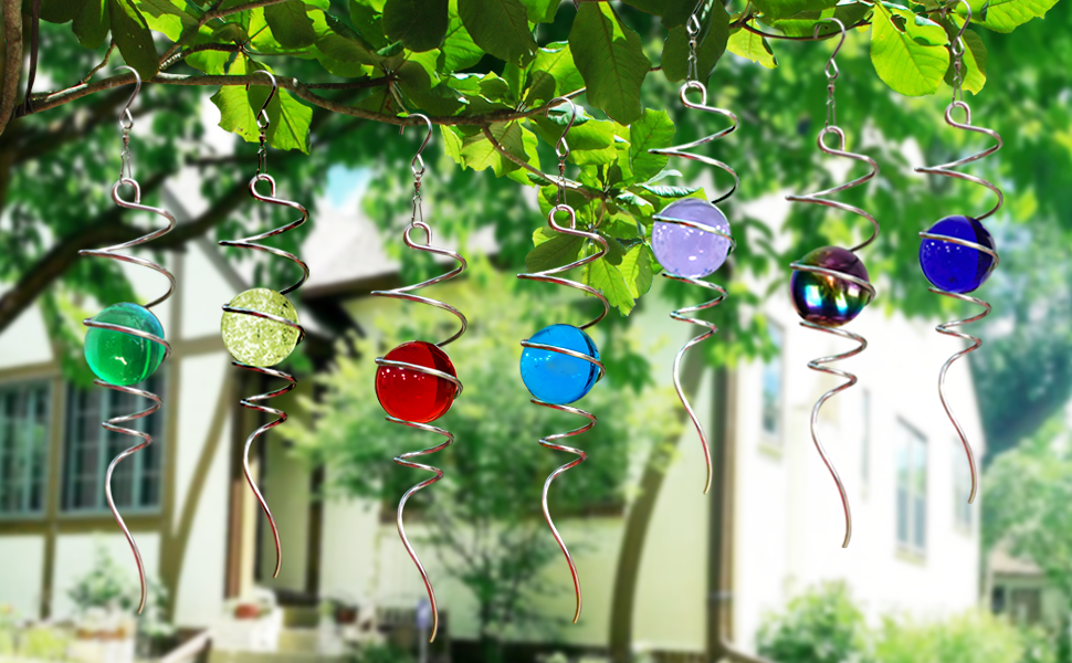 FONMY Gazing Ball Spiral Garden Wind Spinner Stabilizer