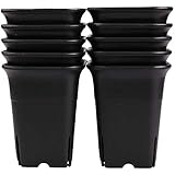 TAMOSH 12PCS-Pack Black Square Plastic Succulent Plant Pot for Plant Flowers Cactus, Etc., Black Nursery Flower Pot