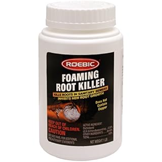 Roebic FRK-1LB Foaming Root Killer, Clears Pipes and Stops New Growth, Safe for All Plumbing, 1 Pound White