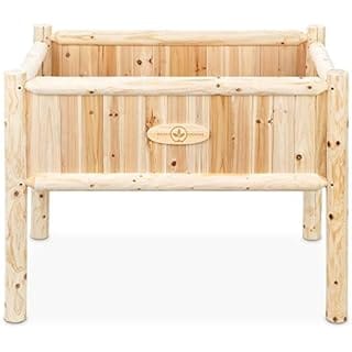 Boldly Growing Wooden Raised Planter Box with Legs - Elevated Outdoor Patio Cedar Garden Bed Kit to Grow Vegetables - Unmatched Strength Lasts Years, Natural Rot-Resistant Wood (Heavy Duty Tall)
