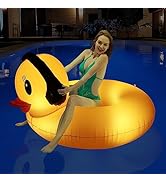 DeeprBetter Inflatable Duck Pool Float with Lights, Solar Powered Pool Inflatables Duck Floaties ...