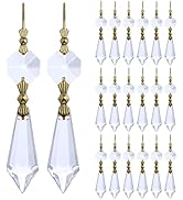 HDCRYSTALGIFTS 20Pcs 38mm Replacement Clear Chandelier Icicle Crystal Prisms Octogan Crystal Bead...