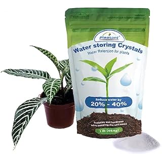 Pleasant Plus Water Storing Crystals for Indoor and Outdoor Plants, Water Crystals for Planting of Trees Bushes Lawns Sod & Flowers, Water Reduction and Water Retention for Soil 1LB (16 oz)