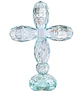 Crystal Cross Standing Colorful Traditional Cross Figurine 7'' Tall Glass Craft Decor for Christm...