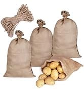 Burlap Bags 3pcs Heavy-Duty Large Potato Sack Race Bags 40'' x 24'' Thicken Burlap Sack with Rope...