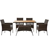 Teamson Home 5 Pieces Outdoor Furniture Patio Dining Set with Rectangle Acacia Solid Wood Tableto...