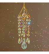 Crystal Suncatchers Hanging Wind Chime Style Garden Suncatcher Rainbow Maker Handmade Gold Plated...