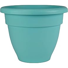 The HC Companies 8 Inch Caribbean Planter - Lightweight Indoor Outdoor Plastic Plant Pot for Herbs and Flowers, Dusty Teal