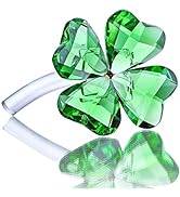 Crystal Flower Dreams Four-Leaf Clover Figurine Collectibles Green Crystal Glass Statue Ornament ...