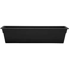 Bloem Dura Cotta Window Box Planter: 30" - Black - Large Box with Tray, Weatherproof Resin Box, Removable Tray for Indoor & O