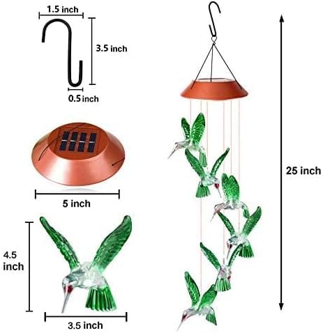 Campanilla de viento solar de colibrí al aire libre, regalo para papá, mamá, abuela, esposa, hija, hermana, tía, abuela, mujeres, decoración al aire libre para patio, jardinería - Image 66