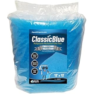Aquatic Experts Classic Bonded Aquarium Filter Pad -12 Inches by 12 Feet by .75 Inch - Blue and White Filter Media Pad Bulk - Replacement Filter Rolls of Prefilter Floss - Made in USA