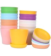 JERIA 16-Pack 4" Plastic Flower Plant Pots Thickened Seedlings Nursery Pots, Colorful Flower Plan...