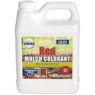 Mulch Worx Red Mulch Color Concentrate - Quart - Treats 2,800 Sq. Ft. - Deep Burgundy Red Mulch Dye Spray