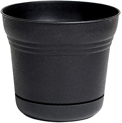 Bloem Llc Sp1000 9.75 Black Saturn Planter With Saucer