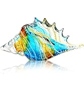 10" Blown Glass Conch Shell Figurines Collectible Crystal Glass Art Seashell Sculpture Paperweigh...