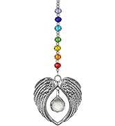 Chakra Angel Wing Pendant with Crystal Ball Rainbow Suncatcher Window Home Decor
