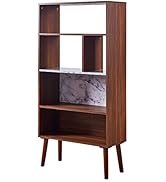 CHADIOR Teamson Home Kingston Bookshelf Bookcase Storage with Faux Marble Top for Living Room Bed...