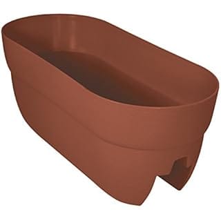 EMSCO Group Bloomers Railing Planter with Drainage Holes – 24" Weatherproof Resin Planter – Terracotta