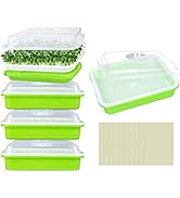 5 Pack Green Seed Sprouter Trays- Soil-Free Cultivation Germination Tray, BPA Free Nursery Tray w...