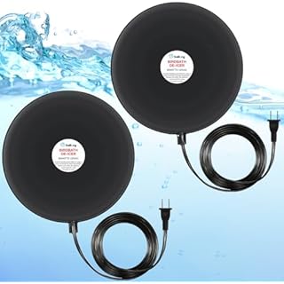 Saillong 80W Bird Bath Deicer, Submersible De Icer with Thermostatic Control Anti Float Design 9.5 Inch Snow Melting Heater for Outdoor Bird Chicken Fountains Farm Trough Small Pond(Black, 2 Pack)