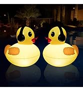Floating Solar Lights, 16 inch Waterproof LED Pool Accessories, Glow Duck Inflatable Solar Powere...