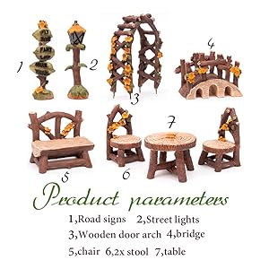 8pcs Miniature Table and Chairs Set