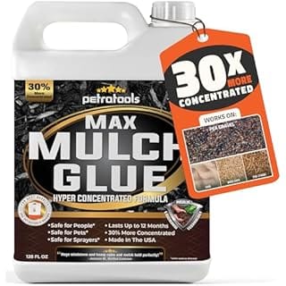 PetraTools Max Mulch Glue for Landscaping Concentrate Covers (6000-1200 sq ft), Mulch Binder Glue, Pea Gravel, Mulch for Garden, Mulch for Landscaping, Landscape Rock Glue, Gravel Glue & Lock (1 Gal)