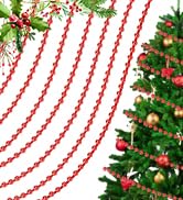 Christmas Tree Beads, 50ft Christmas Tree Garland Beads, Artificial Pearls Beads, Red Plastic Bea...