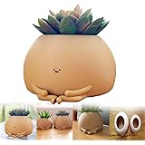 Super Cute Flowerpot,Funny Planter for Succulents Cactus,Mini Resin Plant Pots,Gift for Plant Lover,Adorable Decorative Plant