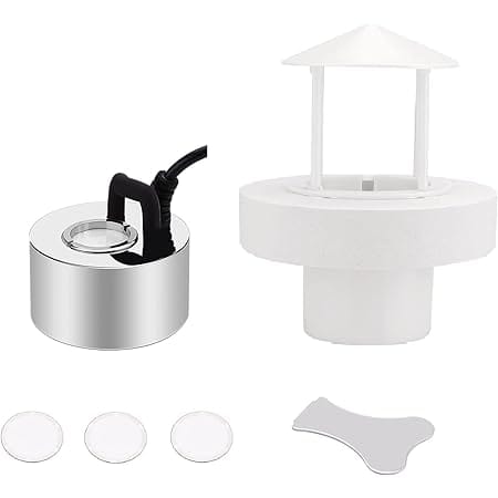FITNATE 350ml/H Mist Maker Metal Fogger Atomizer for Water Fountain Pond Pot Rockery Sink, with Removable Splash Guard,Atomized disc and Changing Tools