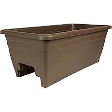 The HC Companies 24 Inch Deck Railing Planter Box - Decorative Lightweight Weatherproof Plastic Plant Pot for Outdoor Balcony