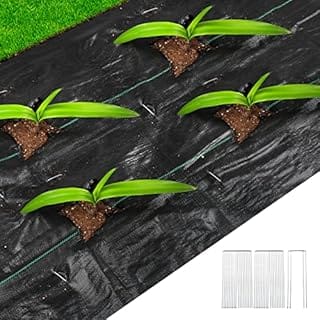 Duerer Weed Barrier Landscape Fabric 5ftx50ft Heavy Duty 3.2oz Ground Cover Fabric Woven Weed Control Block Mat for Patios, Garden Bed, Landscaping, Pathways with 30pcs Stakes